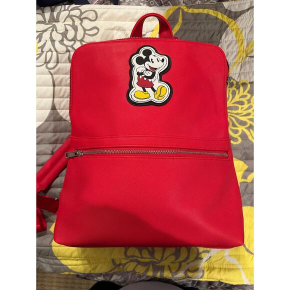 NWOT Disney Parks Red Mickey Mouse Mini Backpack Faux Leather Tote - Picture 1 of 4